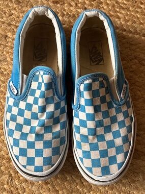 Vans Kids Blue and White Slip-on Size 2.5